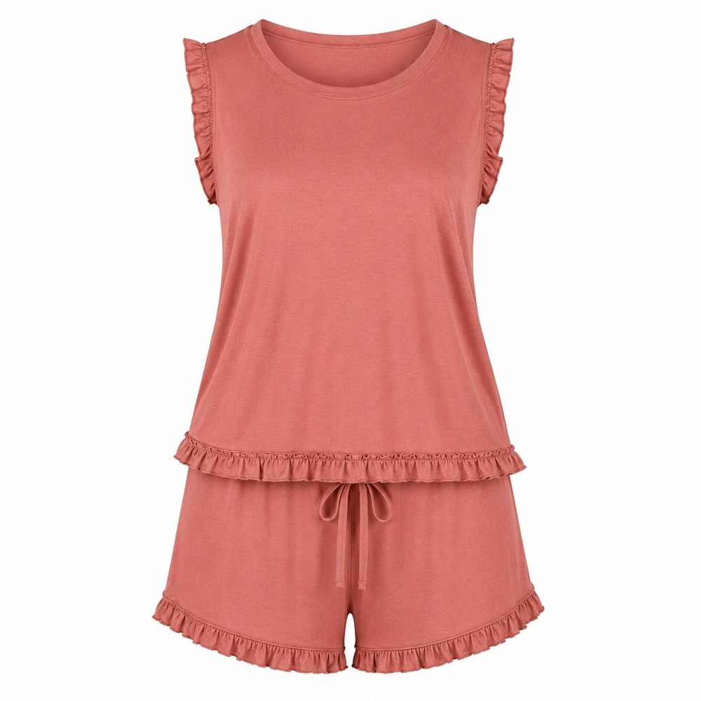 Softies Dream Ruffle Top and Short Set Women 2X/3X Copper Rose Loungewear 2200-6